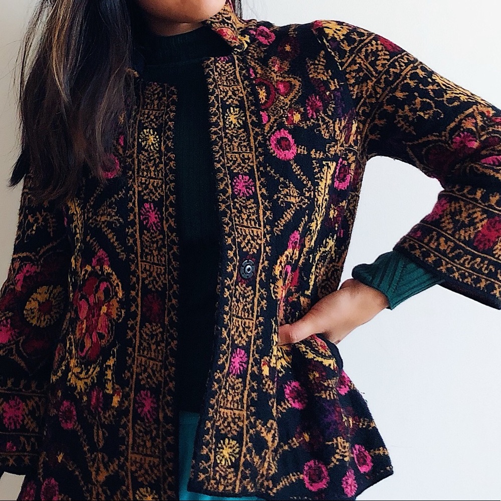 anthropologie ornate floral cardigan